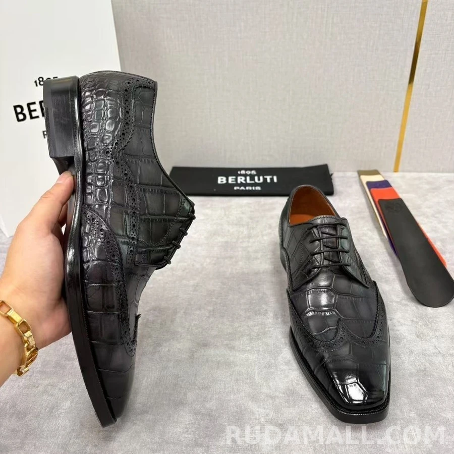 벨루티 벨루티 악어 패턴 브로그 슈즈 상세 이미지