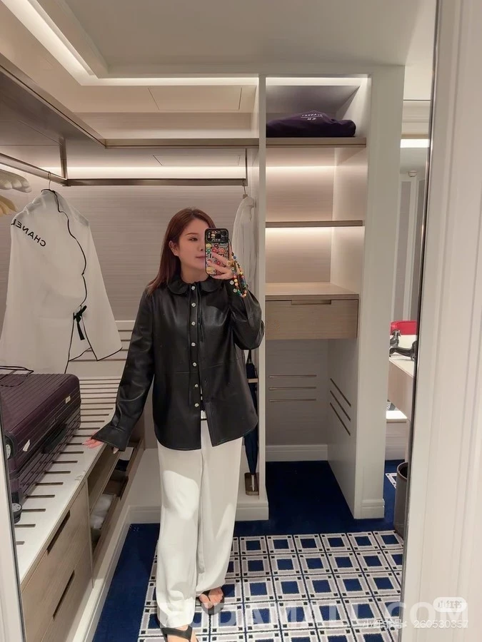 샤넬 샤넬 러플 카라 램스킨 셔츠 상세 이미지