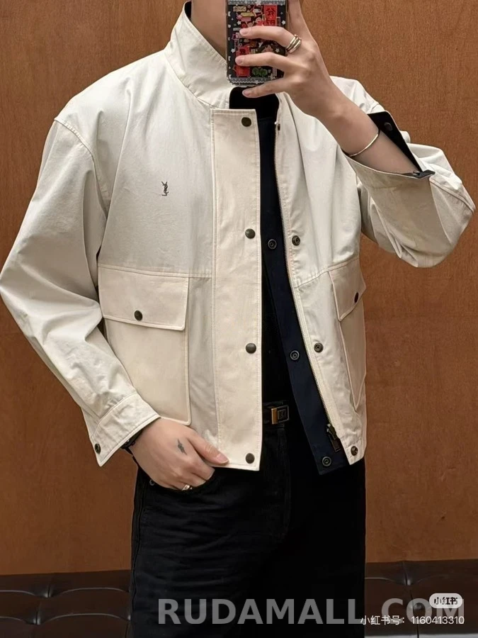 생로랑 세인트로랑 투톤 카라 리버서블 워크웨어 자켓 상세 이미지