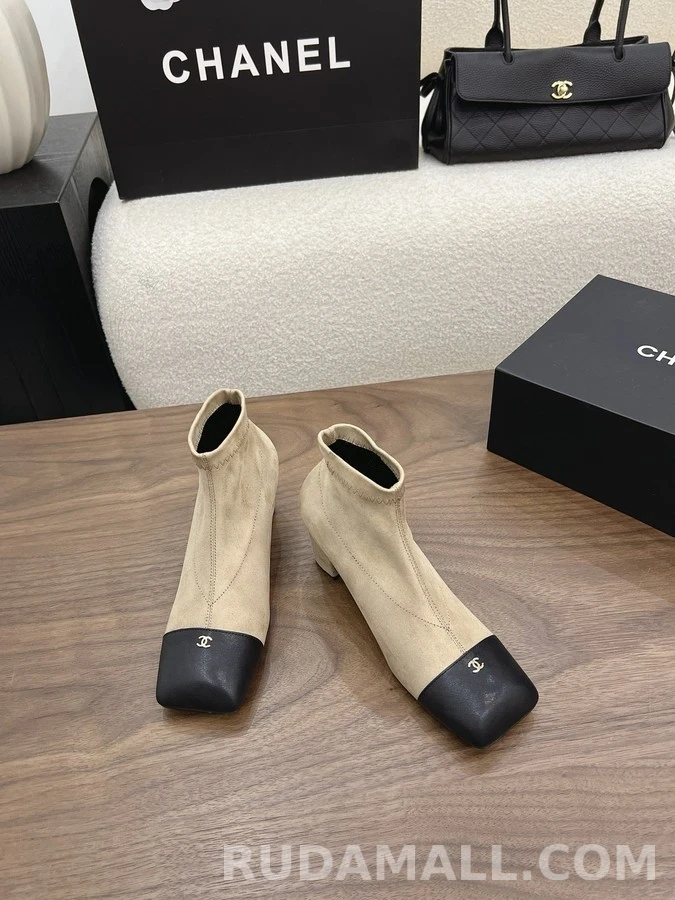 샤넬 샤넬 투톤 캡토 앵클 부츠 상세 이미지