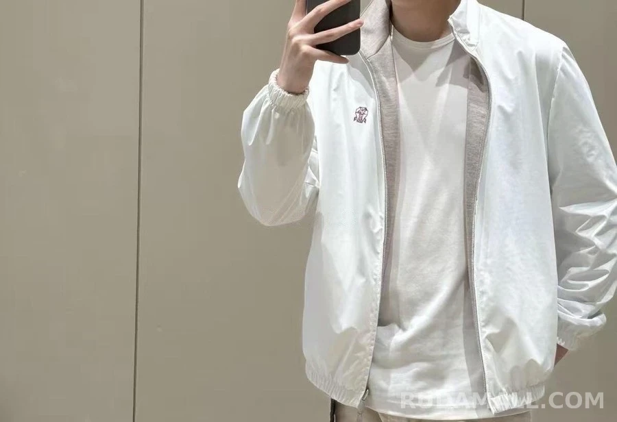브루넬로 쿠치넬리 브루넬로 쿠치넬리 로고 자수 리버시블 나일론 자켓 상세 이미지