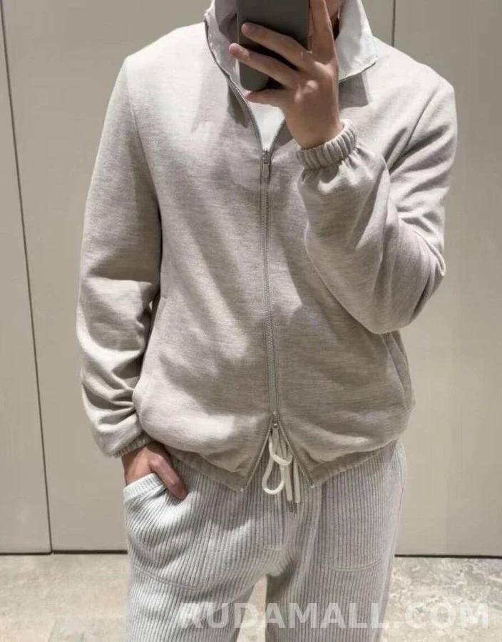 브루넬로 쿠치넬리 브루넬로 쿠치넬리 로고 자수 리버시블 나일론 자켓 상세 이미지