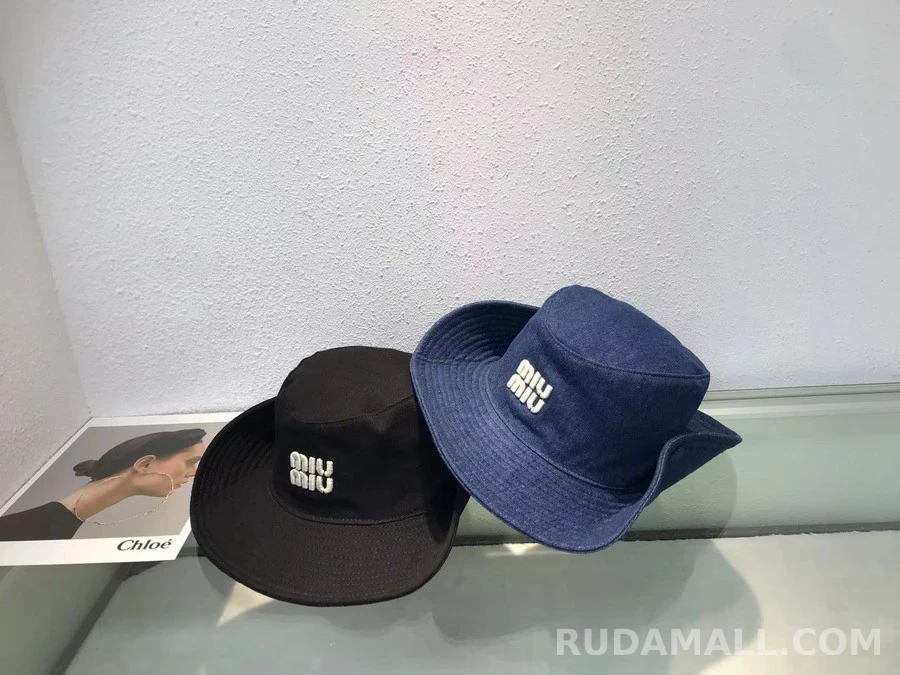 미우미우 미우미우 데님 로고 버킷햇 상세 이미지