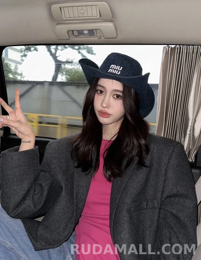 미우미우 미우미우 데님 로고 버킷햇 상세 이미지
