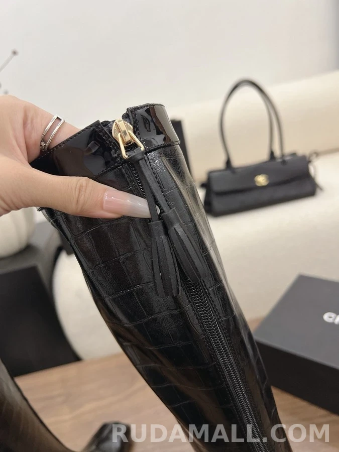 샤넬 샤넬 투톤 악어 엠보 롱 부츠 상세 이미지