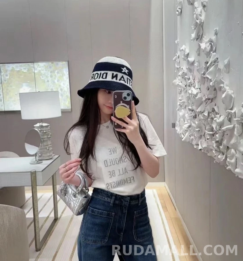 디올 디올 레터링 스타 니트 버킷햇 상세 이미지
