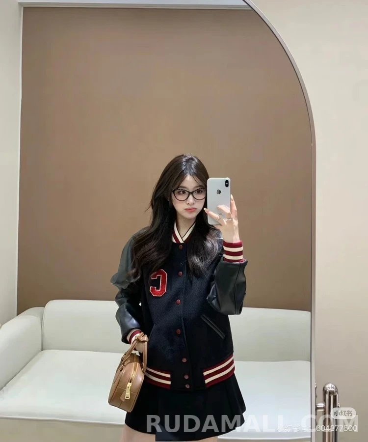 셀린느 셀린느 레터 C 패치 울 레더 바시티 자켓 상세 이미지