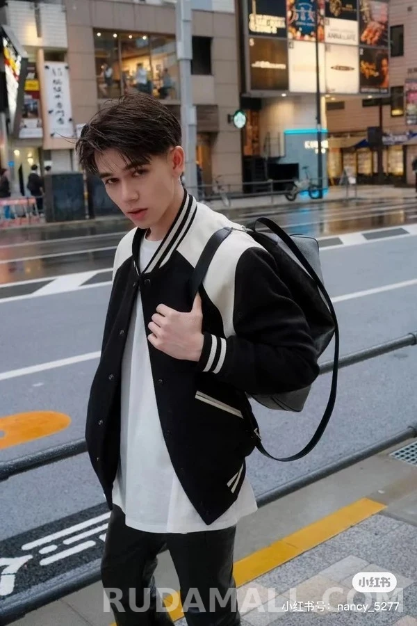 셀린느 셀린느 배색 가죽 바시티 자켓 상세 이미지