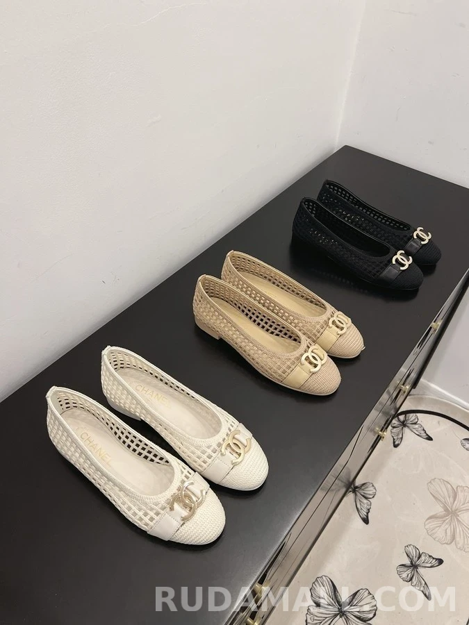 샤넬 샤넬 더블 C 메쉬 발레리나 플랫 슈즈 상세 이미지