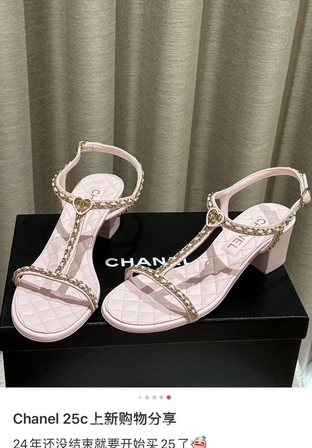 샤넬 샤넬 체인 블록힐 샌들 상세 이미지