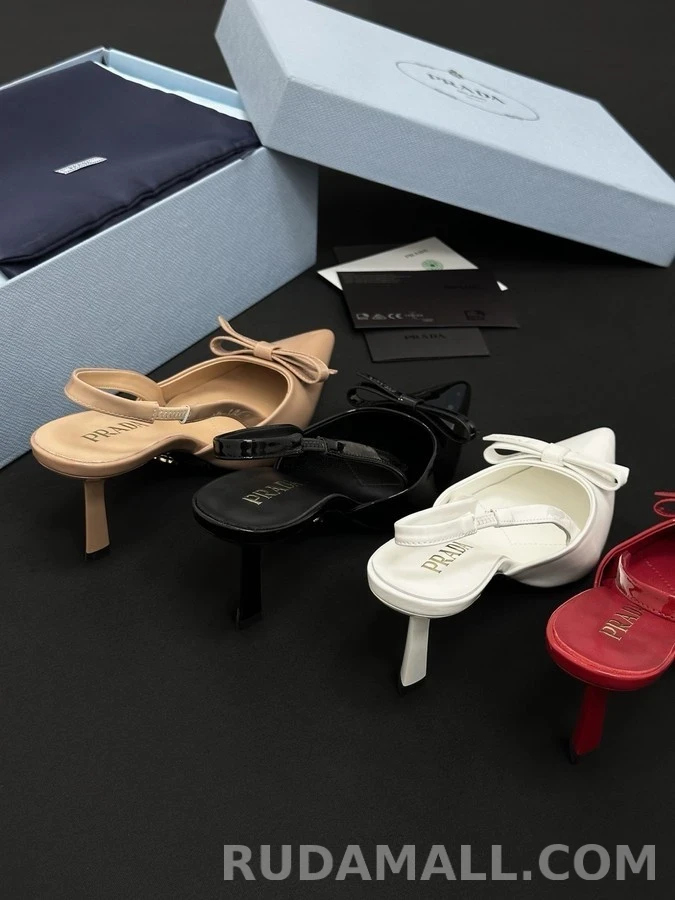 프라다 프라다 가죽 리본장식 슬링백 힐 상세 이미지