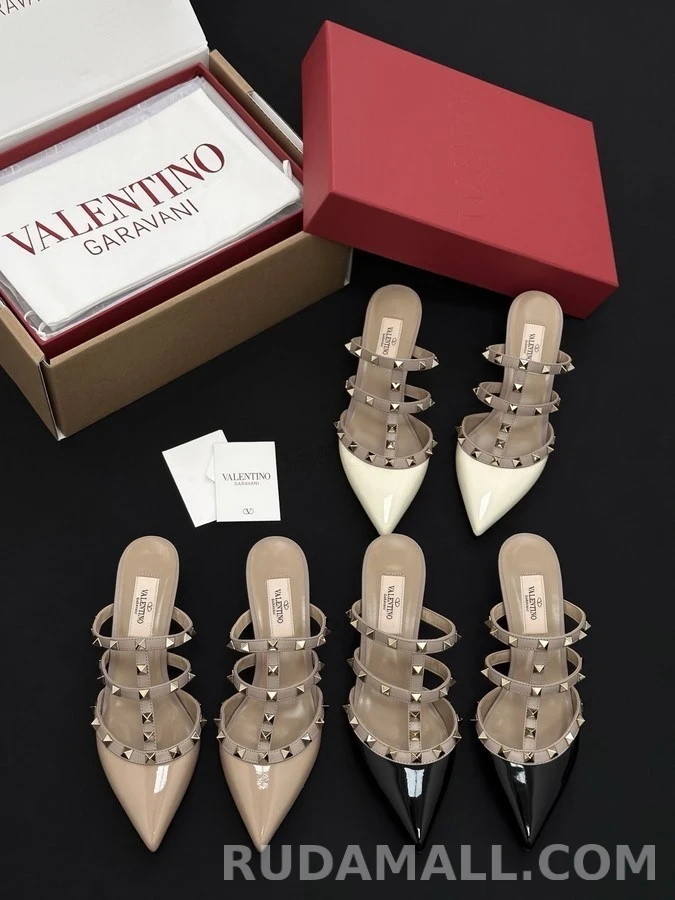 발렌티노 발렌티노 스터드 뾰족코 뮬 힐 상세 이미지