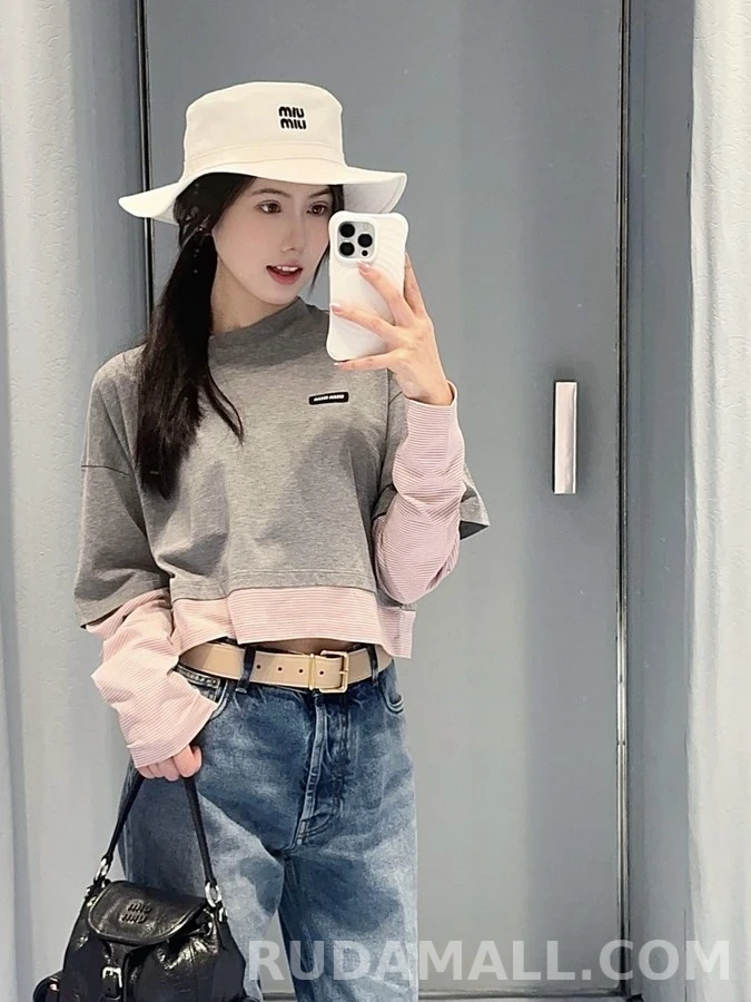 미우미우 미우미우 레이어드 긴팔 티셔츠 상세 이미지