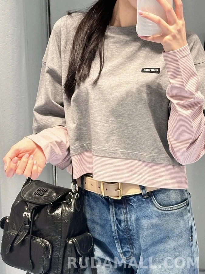 미우미우 미우미우 레이어드 긴팔 티셔츠 상세 이미지