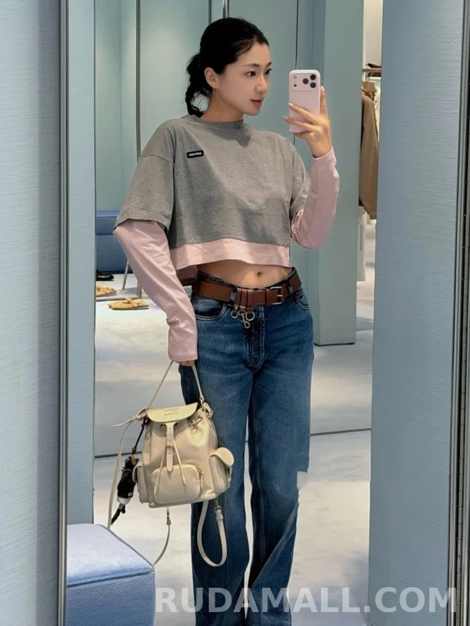 미우미우 미우미우 레이어드 긴팔 티셔츠 상세 이미지
