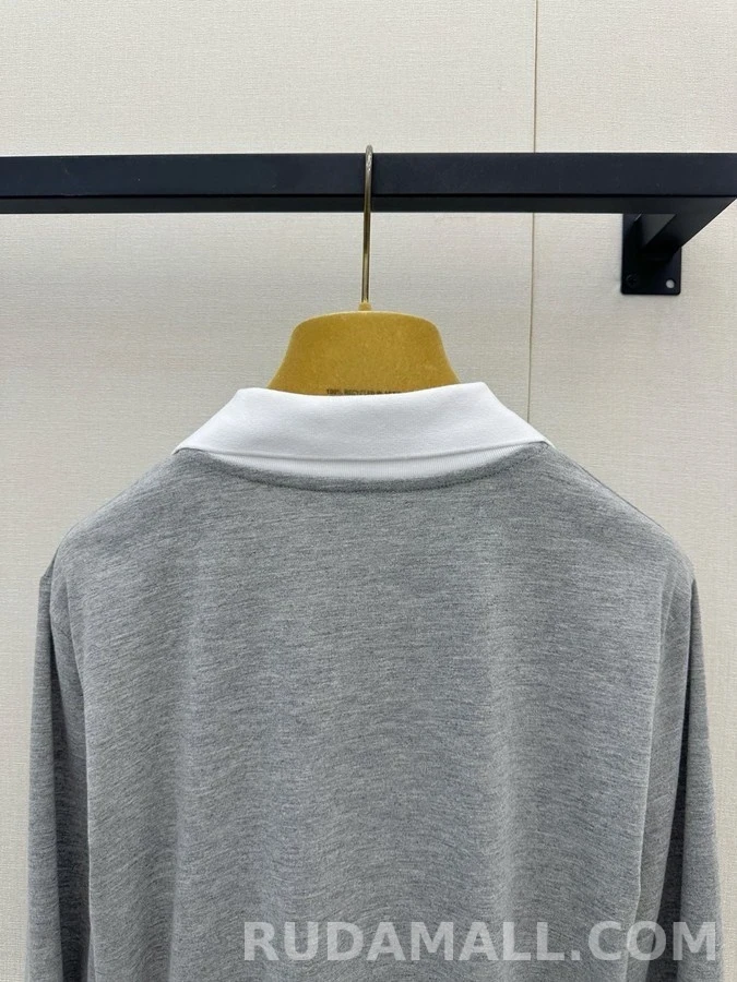 폴로 랄프 로렌 폴로 랄프 로렌 회색 배색 폴로넥 긴팔 티셔츠 상세 이미지