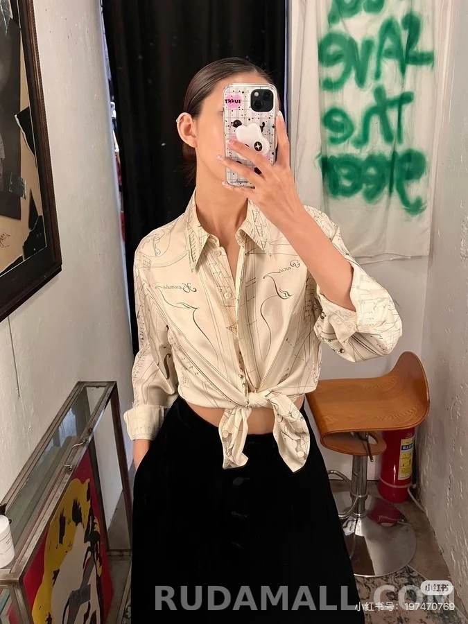 에르메스 에르메스 바이올린 악보 실크 셔츠 상세 이미지
