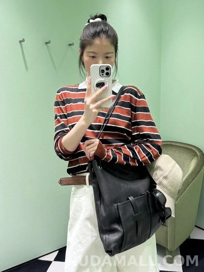 프라다 프라다 레트로 스트라이프 폴로 긴팔 티셔츠 상세 이미지