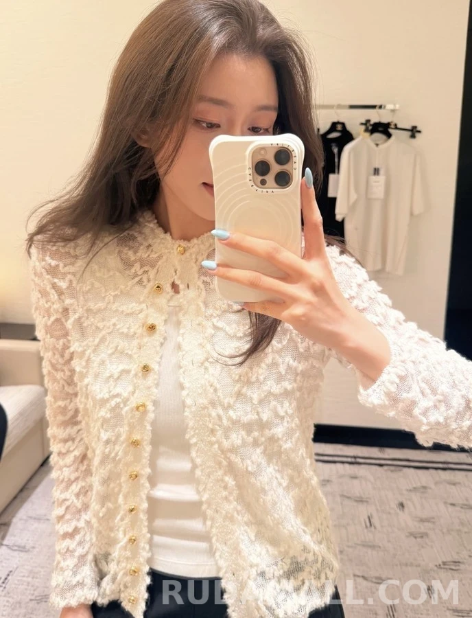샤넬 샤넬 물결 펀칭 니트 가디건 상세 이미지