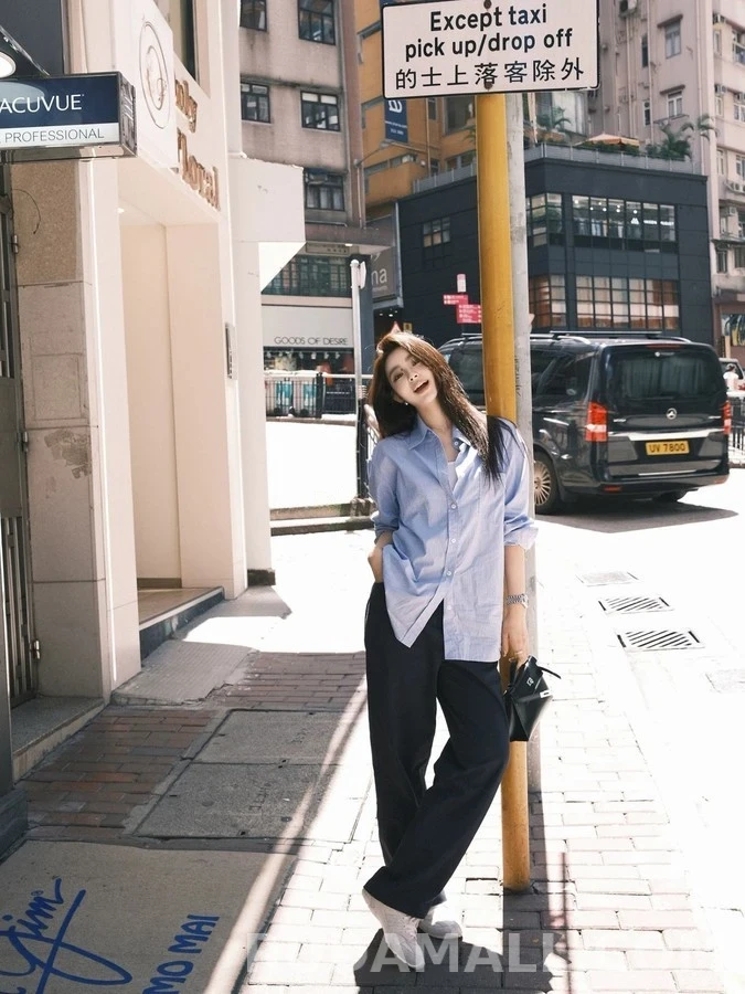 생로랑 세인트로랑 로고 스트라이프 셔츠 상세 이미지