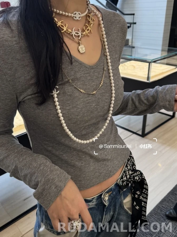 샤넬 샤넬 금은 더블C 체인 초커 상세 이미지