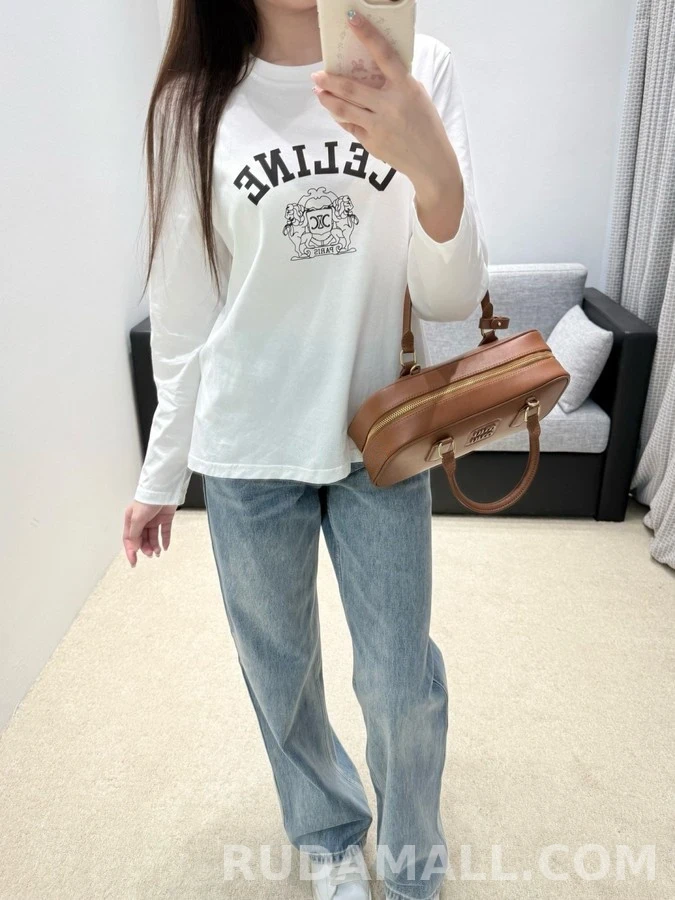 셀린느 셀린느 사자 문양 크롭 긴팔 티셔츠 상세 이미지