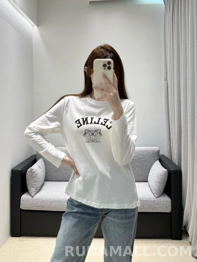 셀린느 셀린느 사자 문양 크롭 긴팔 티셔츠 상세 이미지