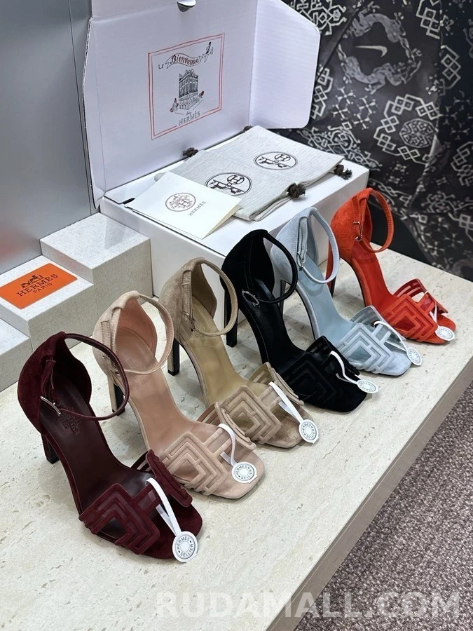 에르메스 에르메스 기하학 커팅 하이힐 샌들 상세 이미지