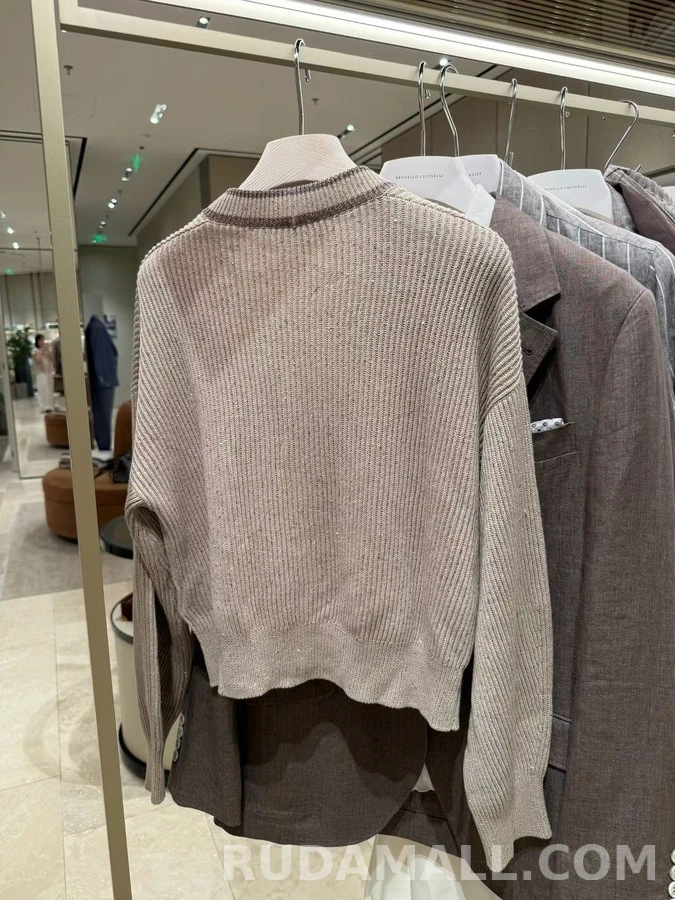 브루넬로 쿠치넬리 브루넬로 쿠치넬리 글리터 립 V넥 가디건 상세 이미지