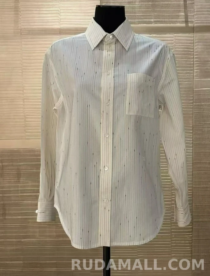 샤넬 샤넬 세로 스트라이프 물방울 프린트 셔츠 상세 이미지