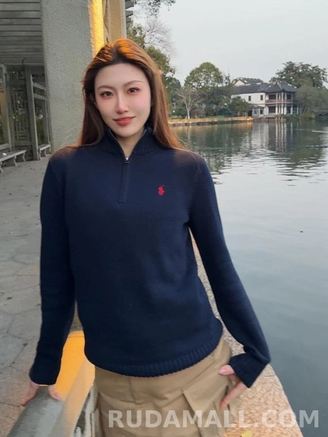 폴로 랄프 로렌 폴로 랄프 로렌 로고 자수 하프집업 니트 상세 이미지