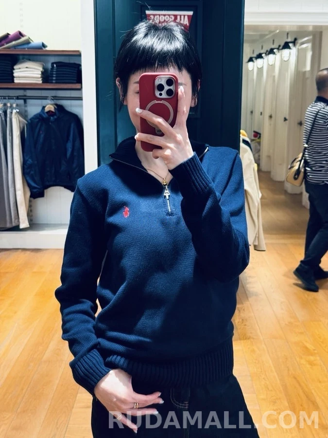 폴로 랄프 로렌 폴로 랄프 로렌 로고 자수 하프집업 니트 상세 이미지