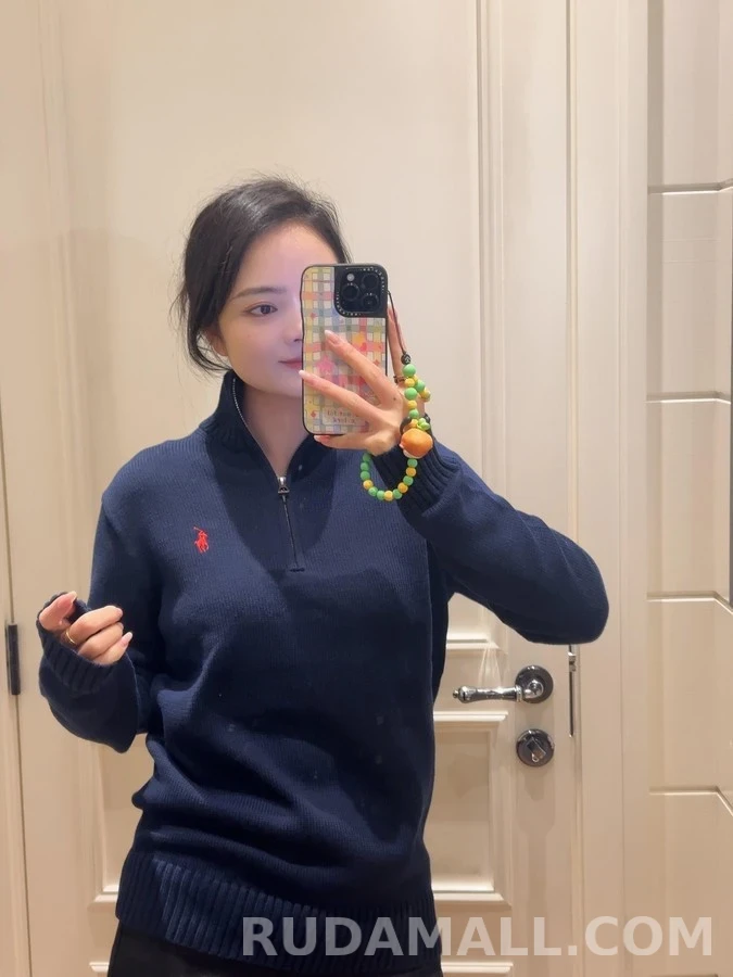 폴로 랄프 로렌 폴로 랄프 로렌 로고 자수 하프집업 니트 상세 이미지