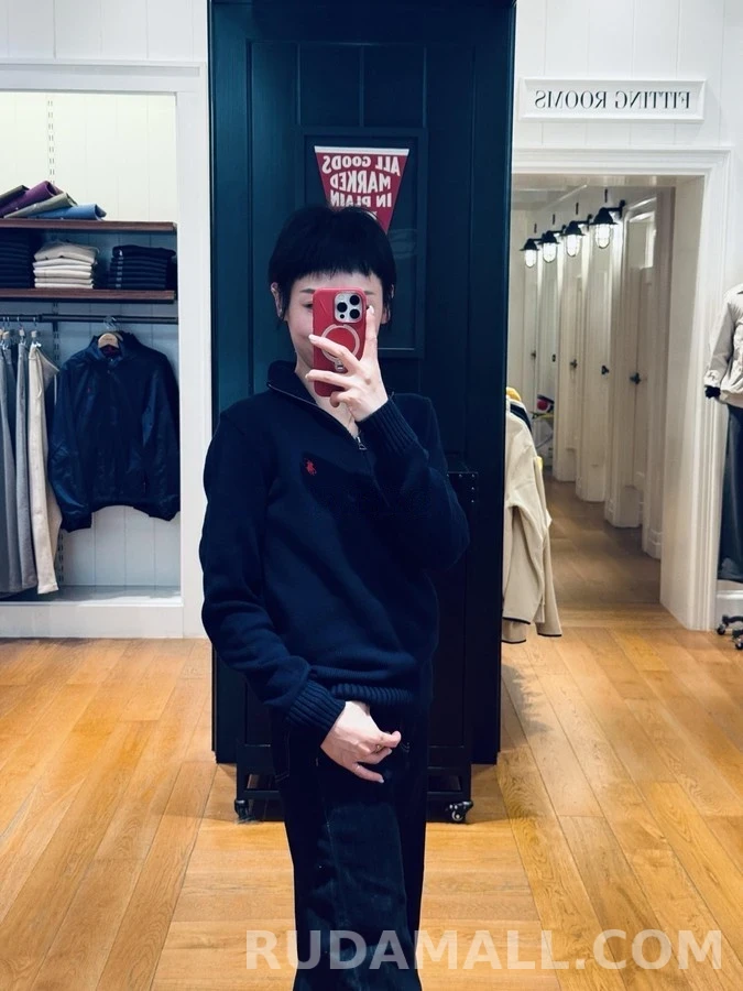 폴로 랄프 로렌 폴로 랄프 로렌 로고 자수 하프집업 니트 상세 이미지