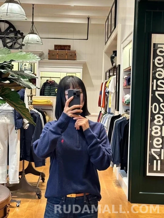 폴로 랄프 로렌 폴로 랄프 로렌 로고 자수 하프집업 니트 상세 이미지