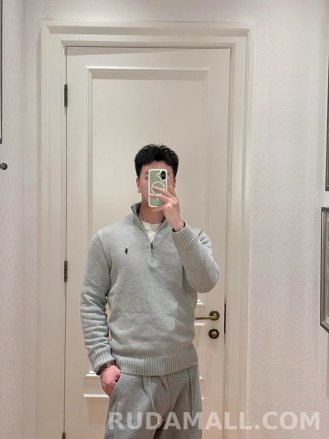 폴로 랄프 로렌 폴로 랄프 로렌 자수 로고 하프집업 니트 상세 이미지