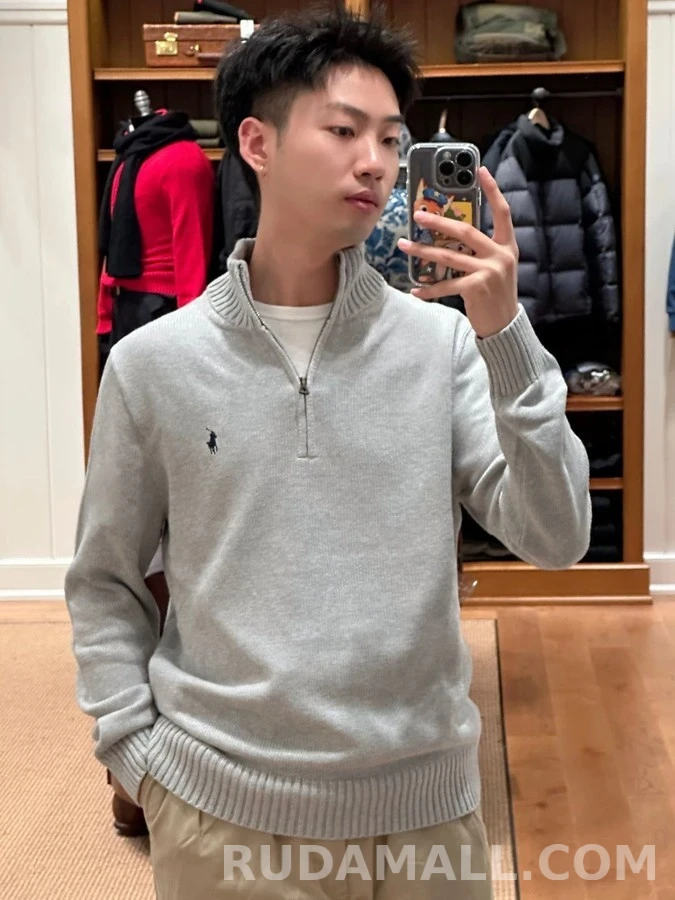 폴로 랄프 로렌 폴로 랄프 로렌 자수 로고 하프집업 니트 상세 이미지