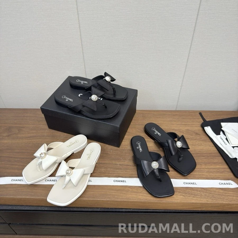 샤넬 샤넬 진주 로고 리본 샌들 상세 이미지