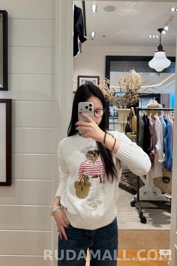 폴로 랄프 로렌 폴로 랄프레론 반다나 곰 자수 니트 상세 이미지
