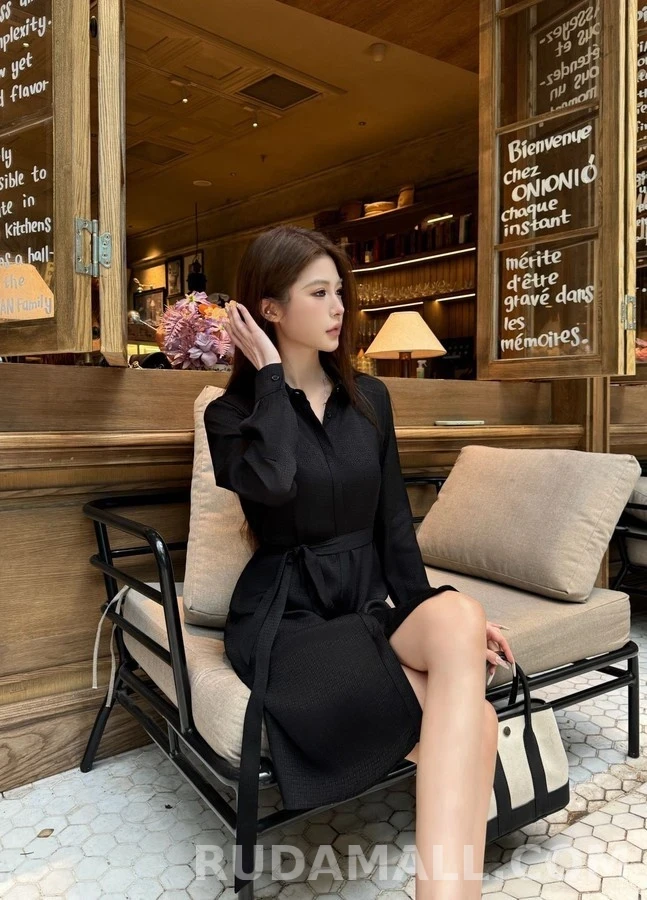 에르메스 에르메스 자카드 카라 벨티드 원피스 상세 이미지