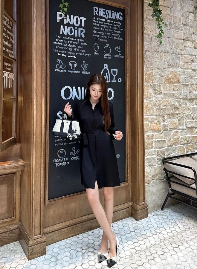 에르메스 에르메스 자카드 카라 벨티드 원피스 상세 이미지