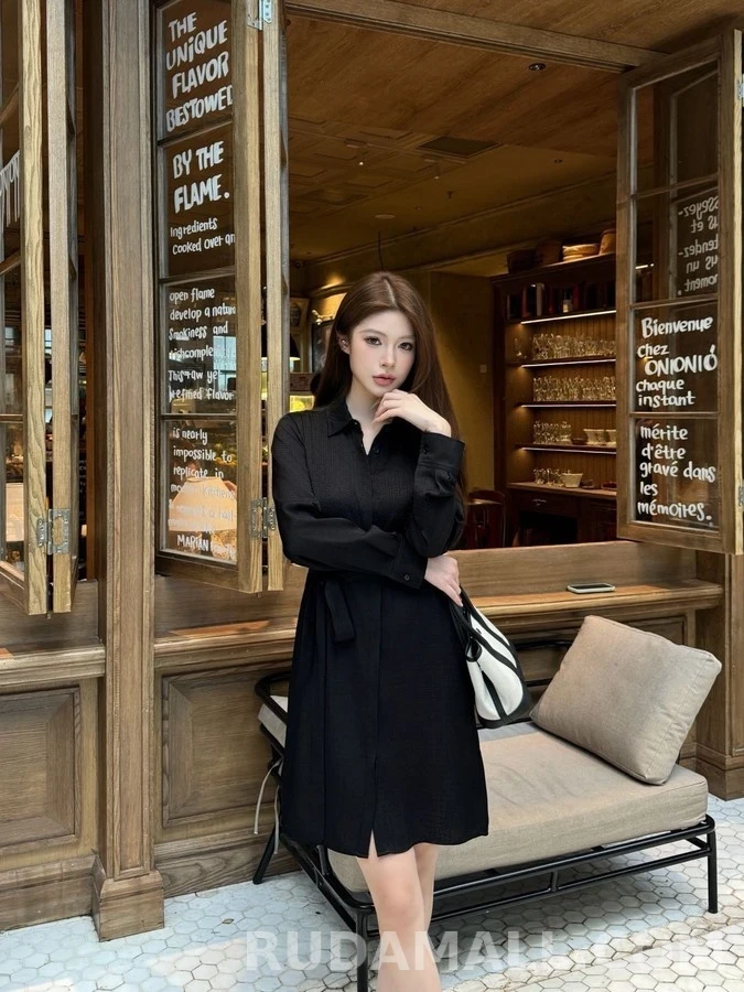 에르메스 에르메스 자카드 카라 벨티드 원피스 상세 이미지
