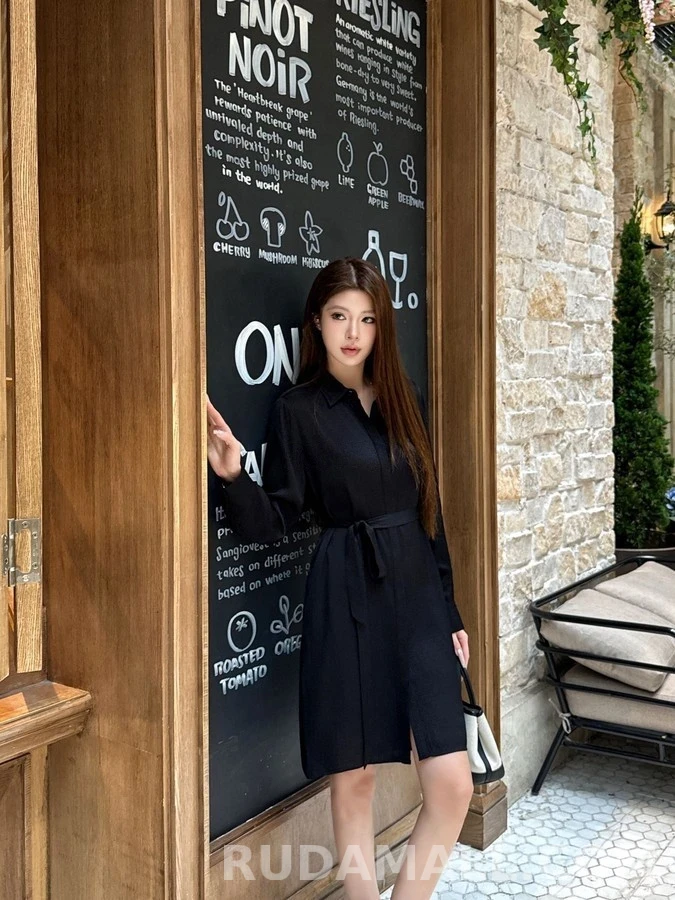 에르메스 에르메스 자카드 카라 벨티드 원피스 상세 이미지