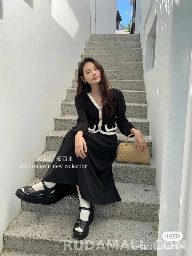 샤넬 샤넬 퀼팅 플랫폼 웨지 샌들 상세 이미지