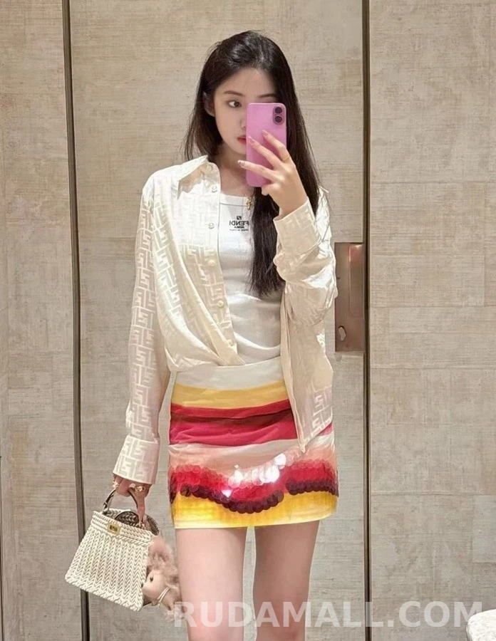 펜디 펜디 로고 자카드 사틴 셔츠 상세 이미지