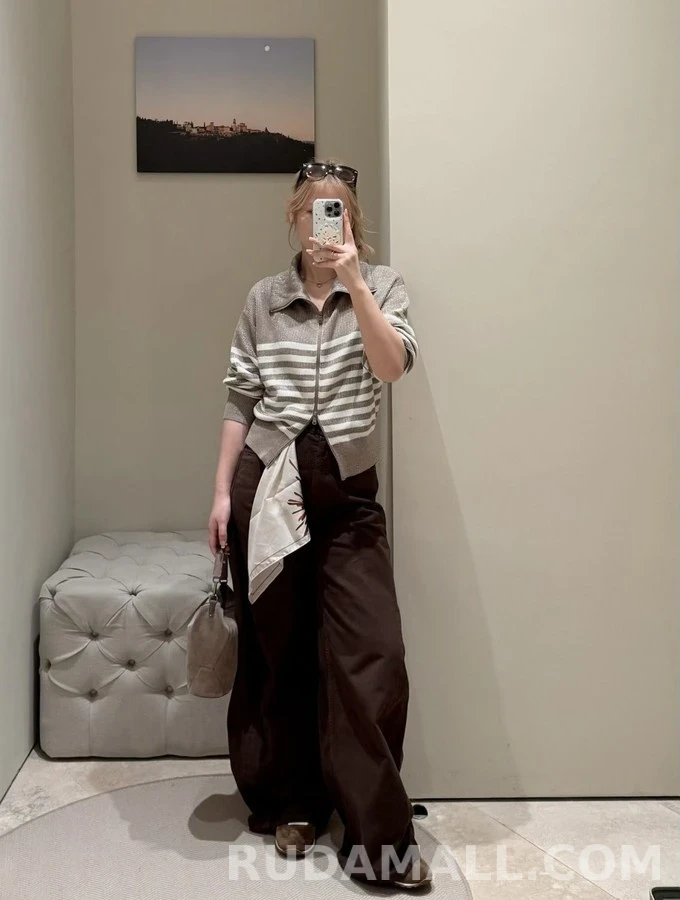브루넬로 쿠치넬리 브루넬로 쿠치넬리 스트라이프 양방향 지퍼 가디건 상세 이미지
