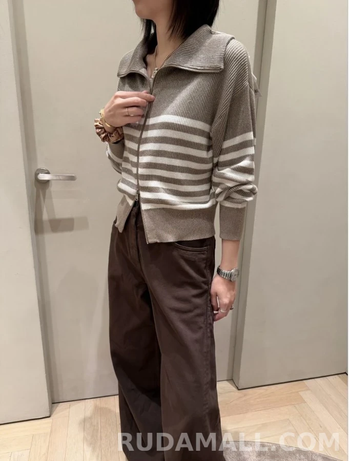 브루넬로 쿠치넬리 브루넬로 쿠치넬리 스트라이프 양방향 지퍼 가디건 상세 이미지