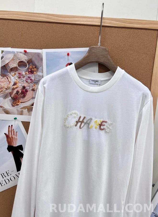 샤넬 샤넬 컬러 진주 자수 긴팔 티셔츠 상세 이미지