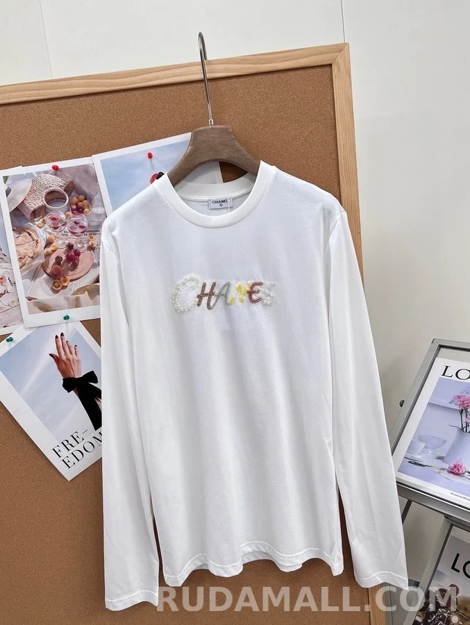 샤넬 샤넬 컬러 진주 자수 긴팔 티셔츠 상세 이미지