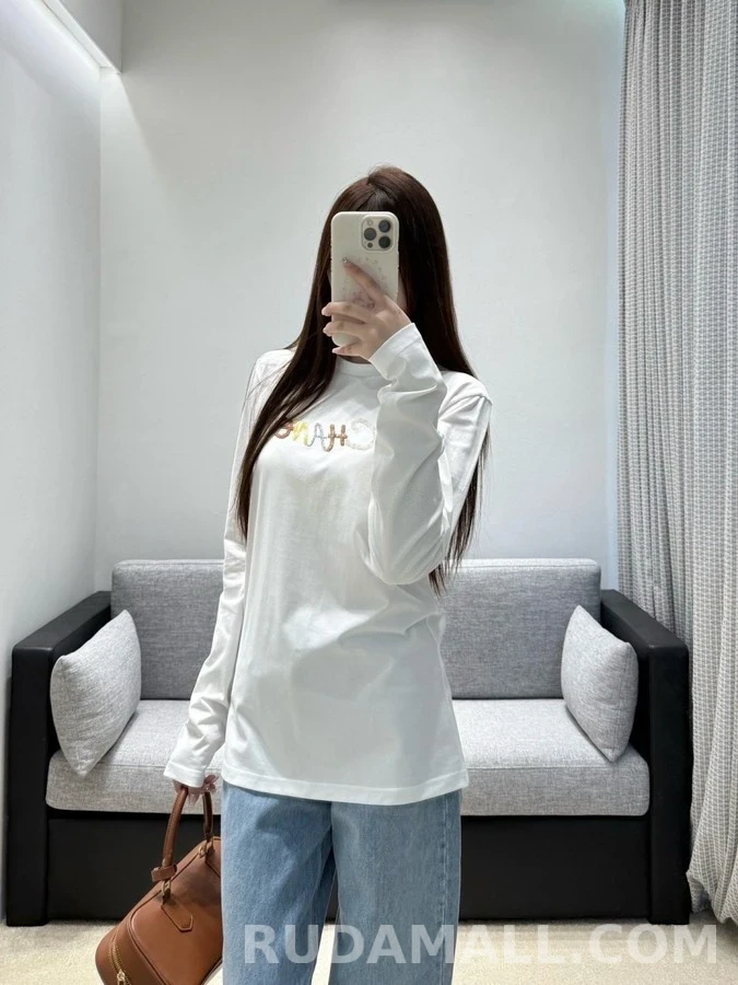 샤넬 샤넬 컬러 진주 자수 긴팔 티셔츠 상세 이미지